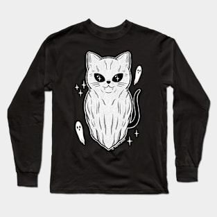 Vintage halloween Kitty ghost Long Sleeve T-Shirt